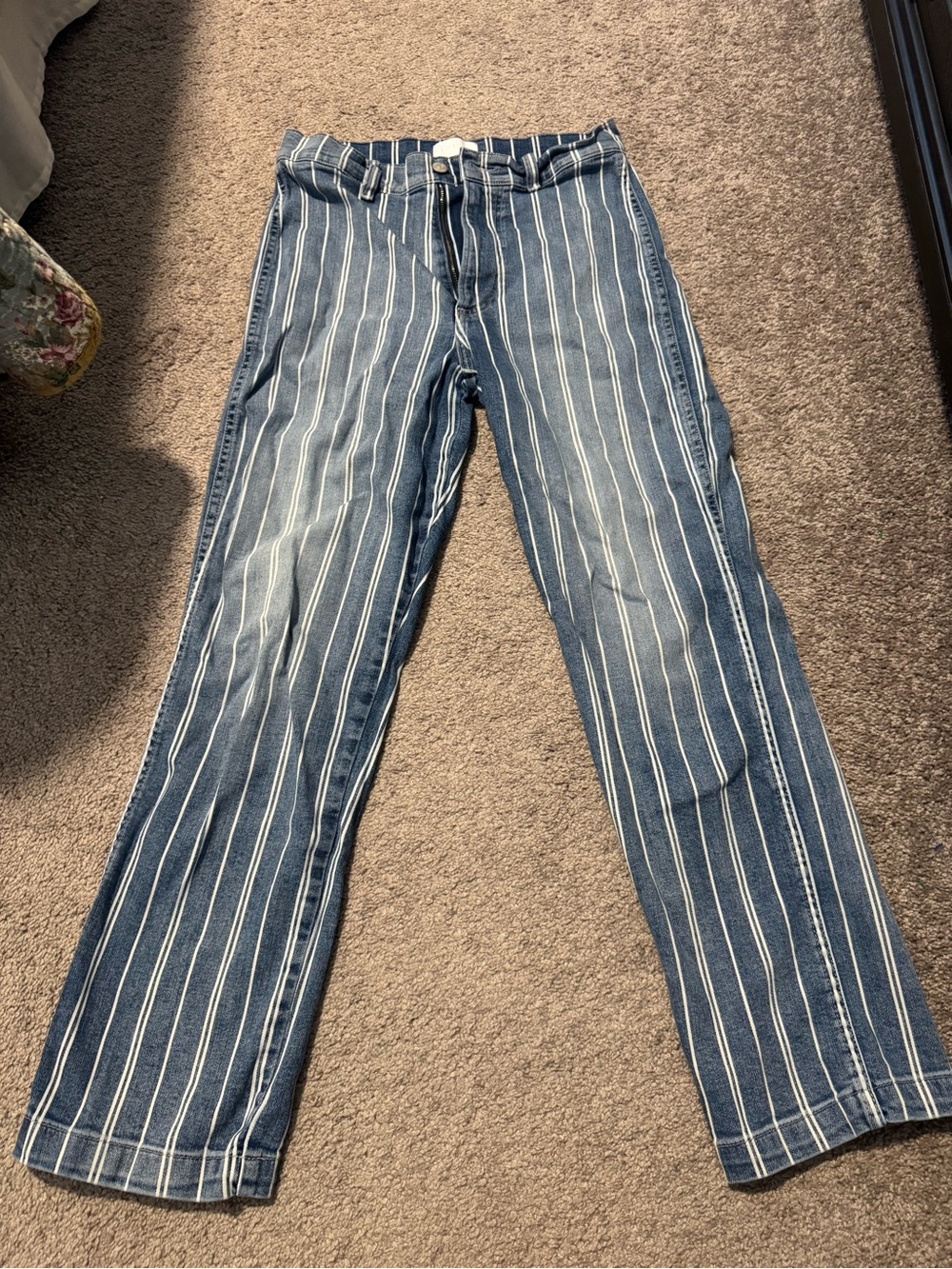 Boyish Blue Pinstripe Women's Straight-Leg Jeans